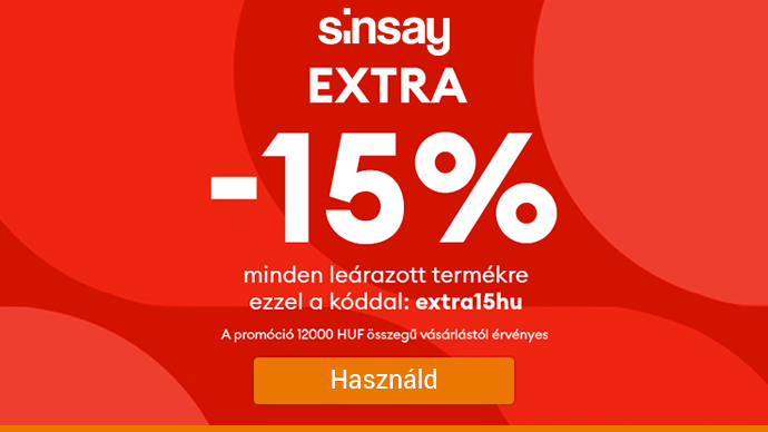Sinsay - További 15% kedvezmény
